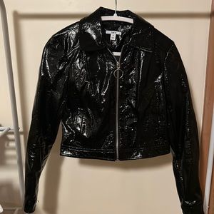 bar III Patent Leather Cropped Jacket